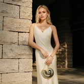 Satin V-Neck Halter Back Dress